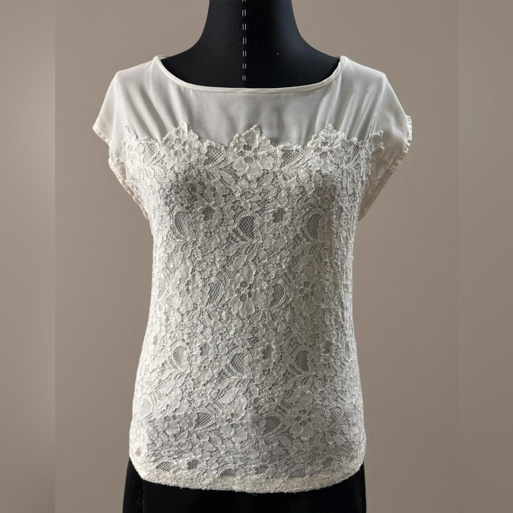 Cap Sleeve White Lace Women's Top